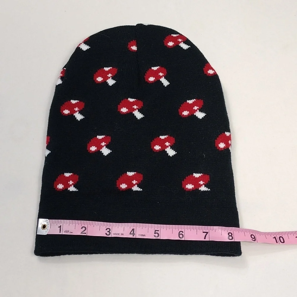 Charlotte Russe Youth Mushroom Beanie - Black and Red